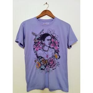 Frida Kahlo by Jerry Leigh of California Graphic Tee Shirt 2 Sided Flowers SZ M